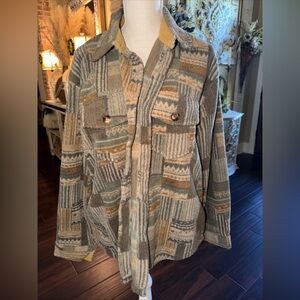 PRISSY JANE Womens Plaid MULTICOLORED Shacket Cozy Fleece Size XL